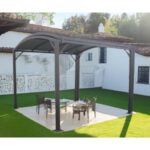 Pergola in acciaio galvanizzato copertura in poliestere 243x565x300 cm antracite