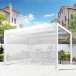 Pergola 3x4 bioclimatica autoportante bianca con LED solare - Eden - immagine 2